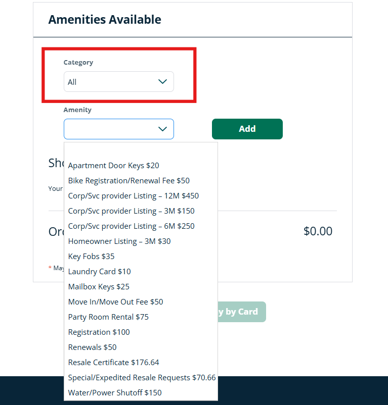 Amenity Payment
